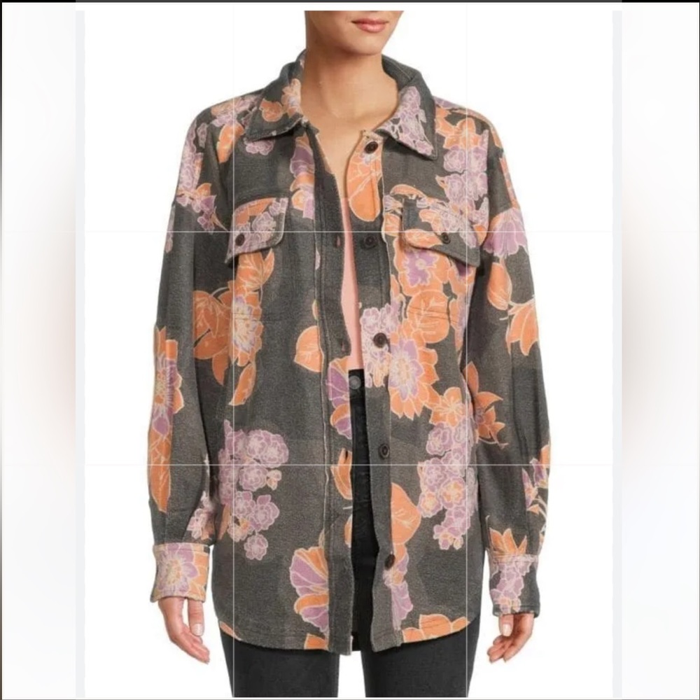 Free People Ruby Floral Print Fleece Jacket